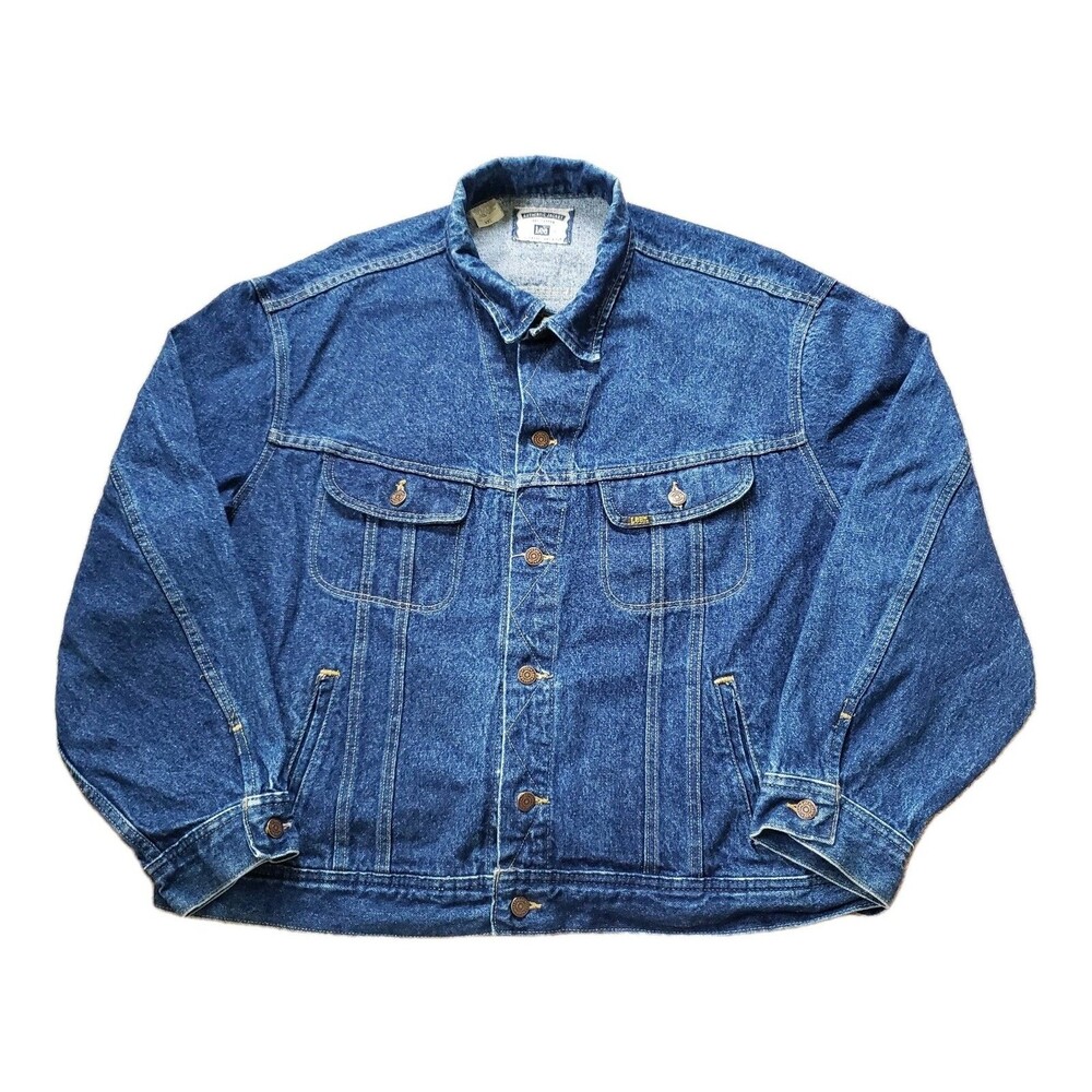 Vintage 90s Lee Type-3 Denim Trucker Authentic Jacket Sz 2XL USA Made Mens Blue